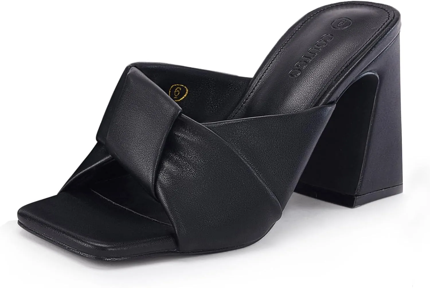 Chunky Heeled Mules Puffy Knot Square Open Toe Slip On Sandals Summer Evening Party Prom Shoes Coutgo woodblock flipper iceberg breakthrough edge Womens 