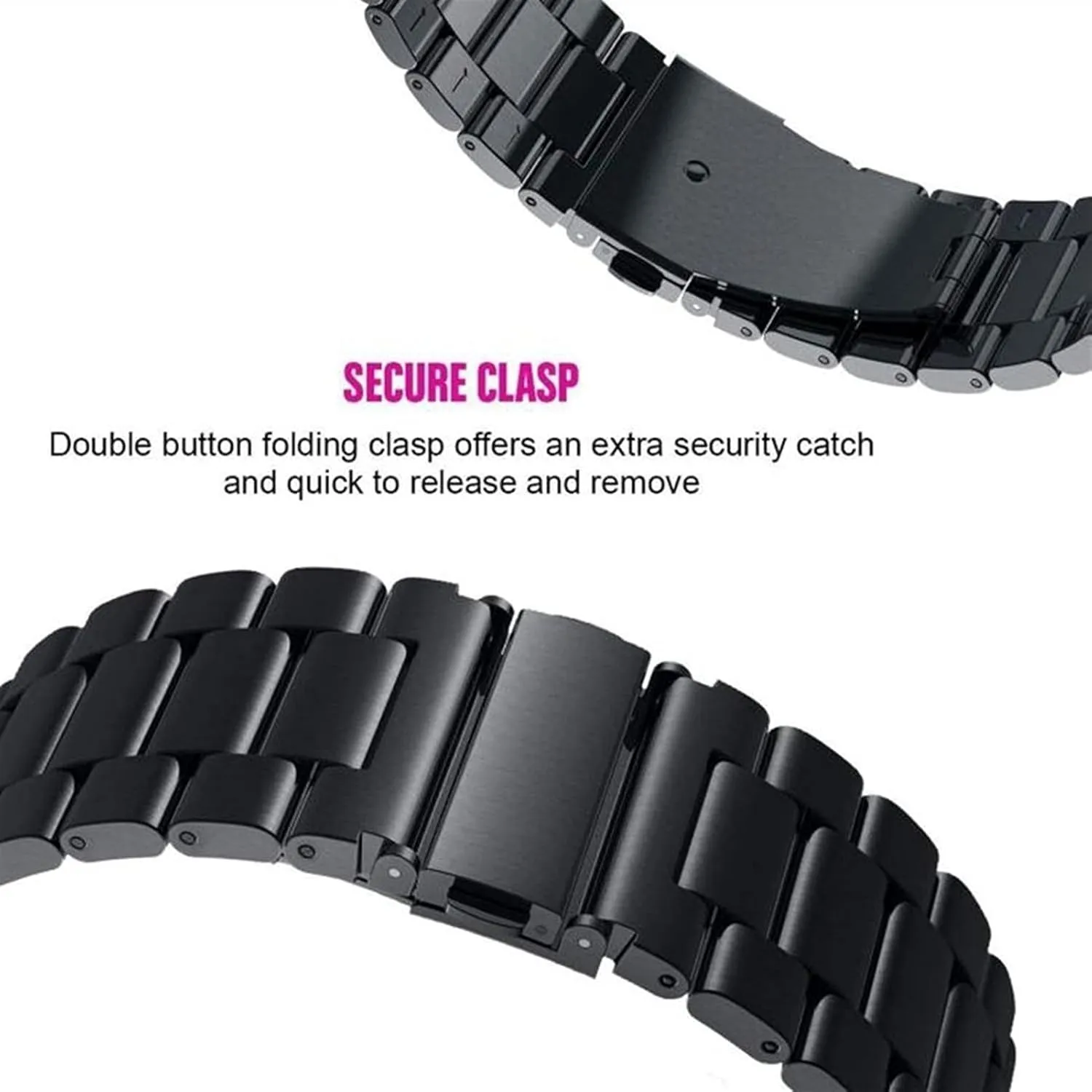 Clasp Men's Watch Bracelet Watch Strap Metal Stainless Steel 20/22/24mm Silver shyness success outside distinction acute sage Solid Strap Button Hidden 