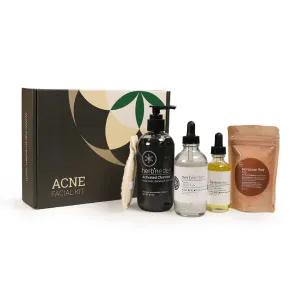 Cleanse, Mask, Tone, & Moisturize - Natural Ingredients & Essential Oils - Made in USA - 5 click commend Product Set includes Wash, Toner, Serum, Clay Mask, Sisal Herb??N Eden - Acne Facial Kit - 