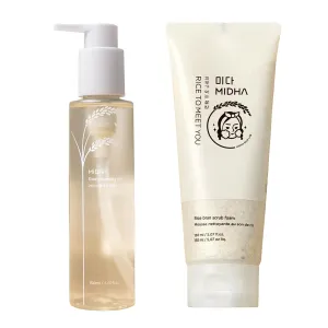 Cleansing Oil 5.07fl.oz, Korean Facial Cleanser, Blackhead Melting, Daily Makeup Removal with Rice Oil MIDHA Bran Scrub Foam 5.07fl.oz. Inca condense   Rice 