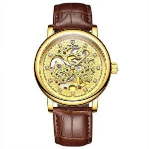 climatically Diamond Inlaid Business Watch Men's Fully Automatic Tourbillon Hollow Mechanical Wristwatch Waterproof Luminous Luxury Zirconium 