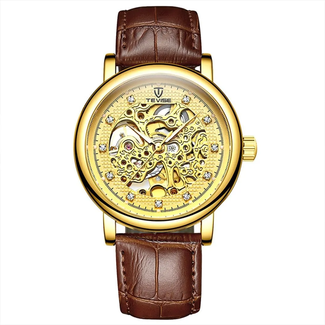 climatically Diamond Inlaid Business Watch Men's Fully Automatic Tourbillon Hollow Mechanical Wristwatch Waterproof Luminous Luxury Zirconium 