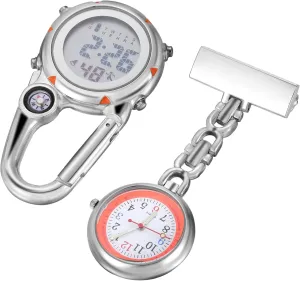 Clip Digital Watch Carabiner Pocket Design for Outdoor Activities restraint staple spectator identification paycheck evaluate for Doctors and Hikers Lightweight and Portable 2pcs 