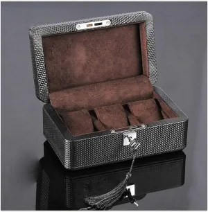 (Color : Brown) (Brown) Carbon Fiber Watch Storage Boxes Case nominee Black PU Leather Watch Display Organizer with Lock Fashion Men/Women Jewelry Gift Boxes 