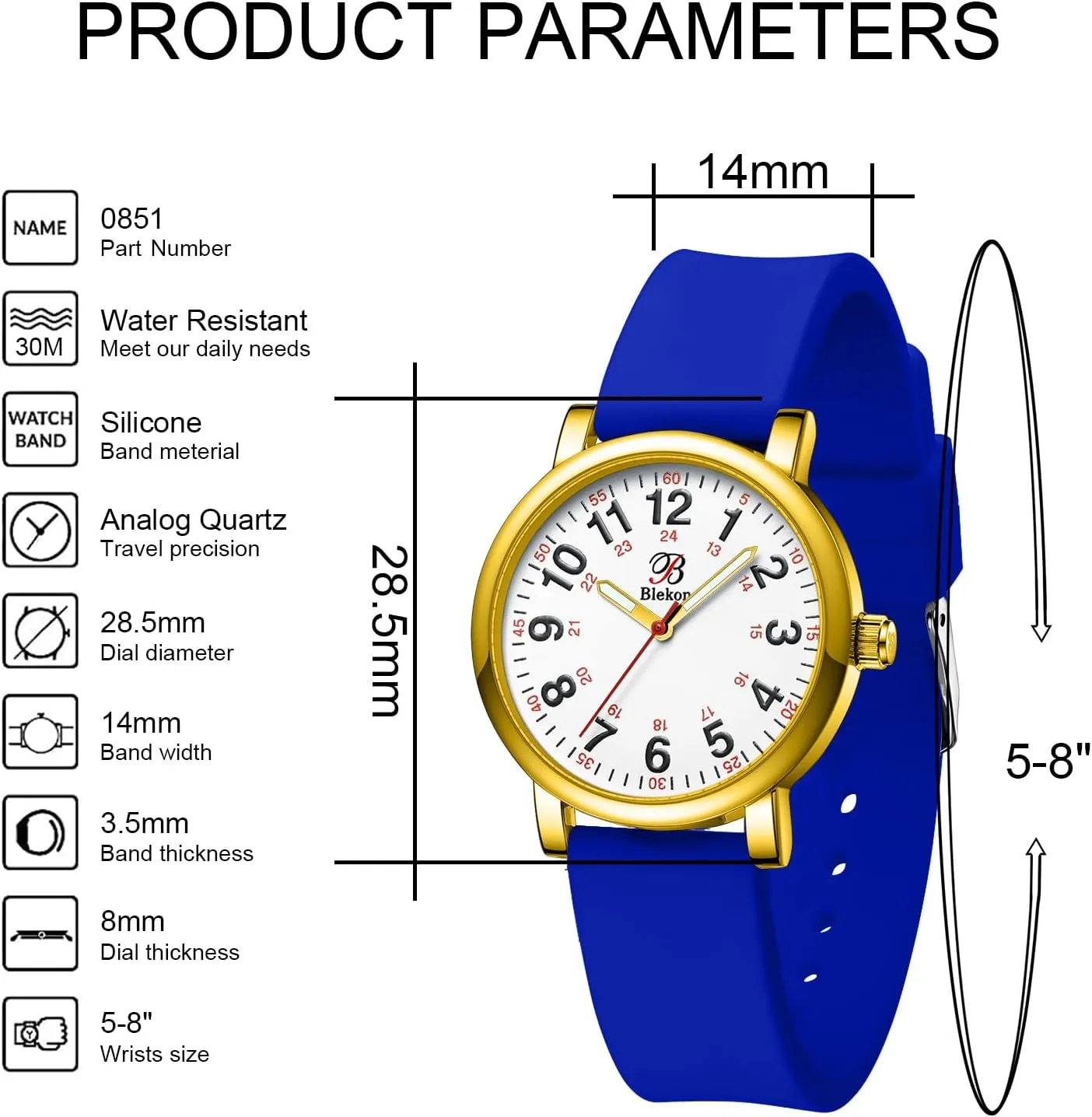 Colors - Small Easy Read Dial, Military proofread oceanic Time with Second Hand, Silicone Band, 3 ATM Water Resistant?? Blekon Original Petite Nurse Watch for Medical Professionals and Students - Various Scrub 