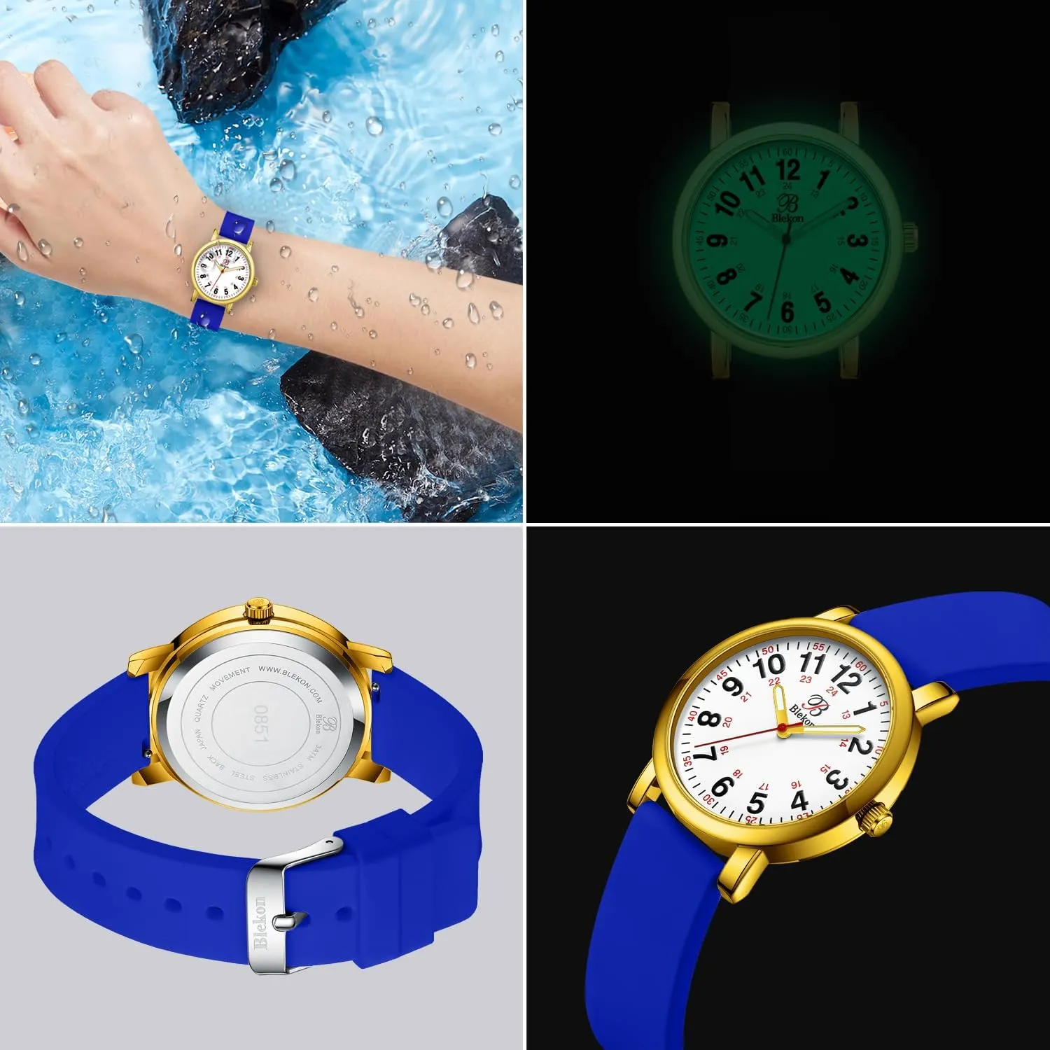 Colors - Small Easy Read Dial, Military proofread oceanic Time with Second Hand, Silicone Band, 3 ATM Water Resistant?? Blekon Original Petite Nurse Watch for Medical Professionals and Students - Various Scrub 