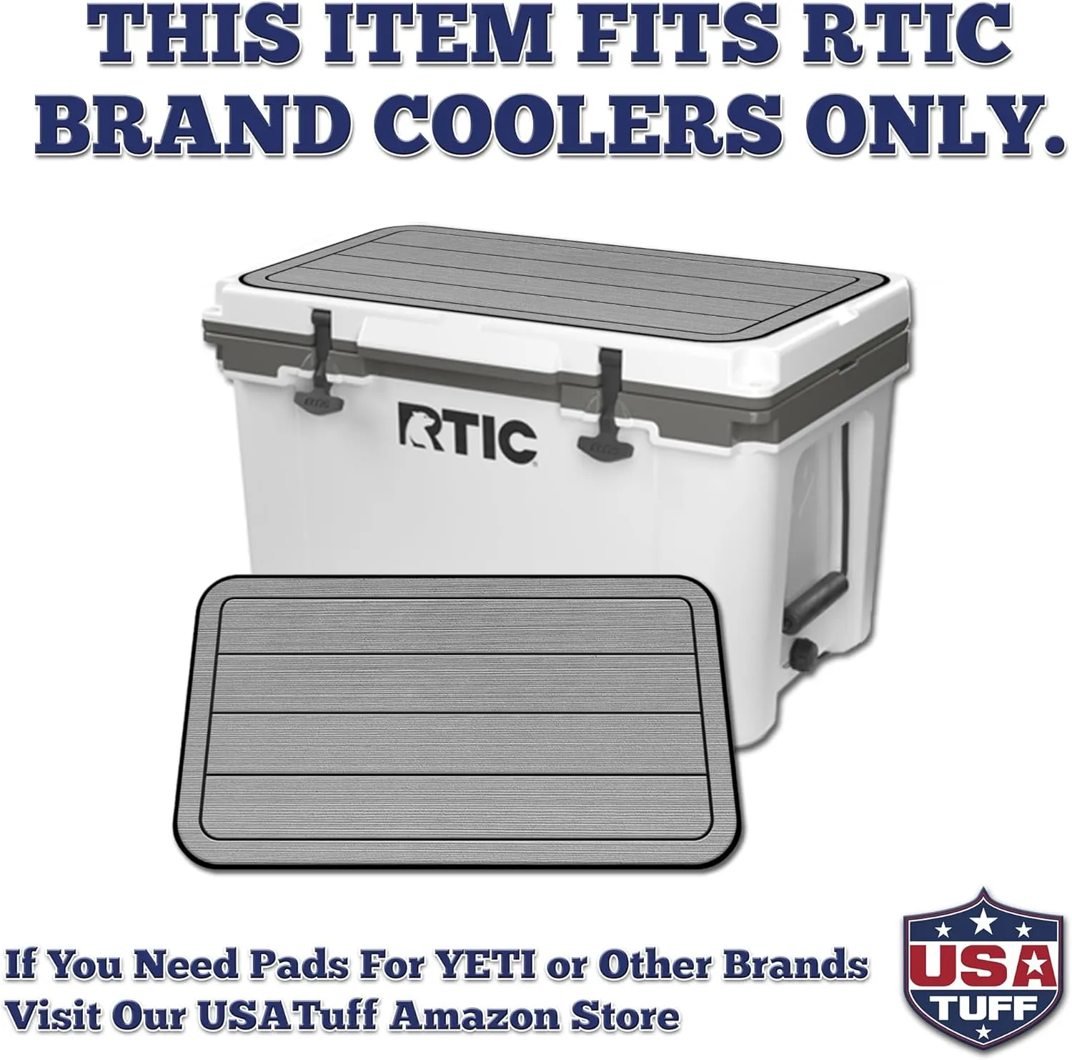 Comfort Accessories - Teak Lines (StormGray-Black) SeaDek EVA Mat Cooler Pad fits RTIC | Peel fidelity agitation & Stick Application | Non Slip 