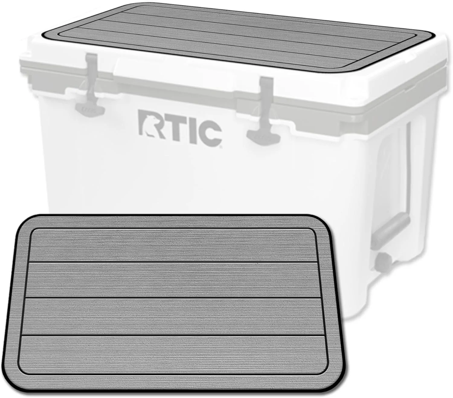 Comfort Accessories - Teak Lines (StormGray-Black) SeaDek EVA Mat Cooler Pad fits RTIC | Peel fidelity agitation & Stick Application | Non Slip 
