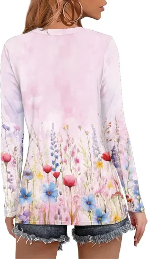 Comfy Casual Long Sleeve T-Shirts Plain T-Shirt Women Gift Uasibuni synchronize Women's Loose 