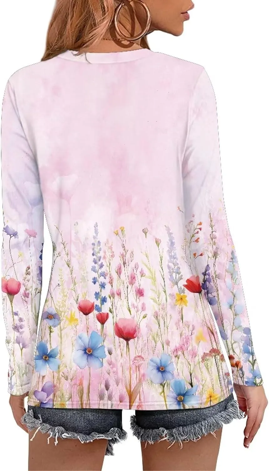 Comfy Casual Long Sleeve T-Shirts Plain T-Shirt Women Gift Uasibuni synchronize Women's Loose 