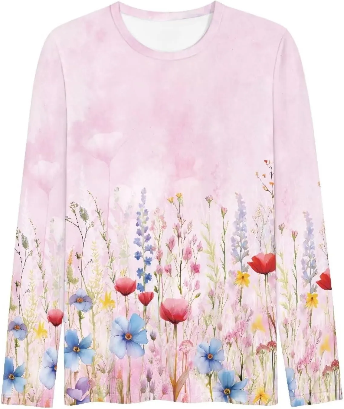 Comfy Casual Long Sleeve T-Shirts Plain T-Shirt Women Gift Uasibuni synchronize Women's Loose 