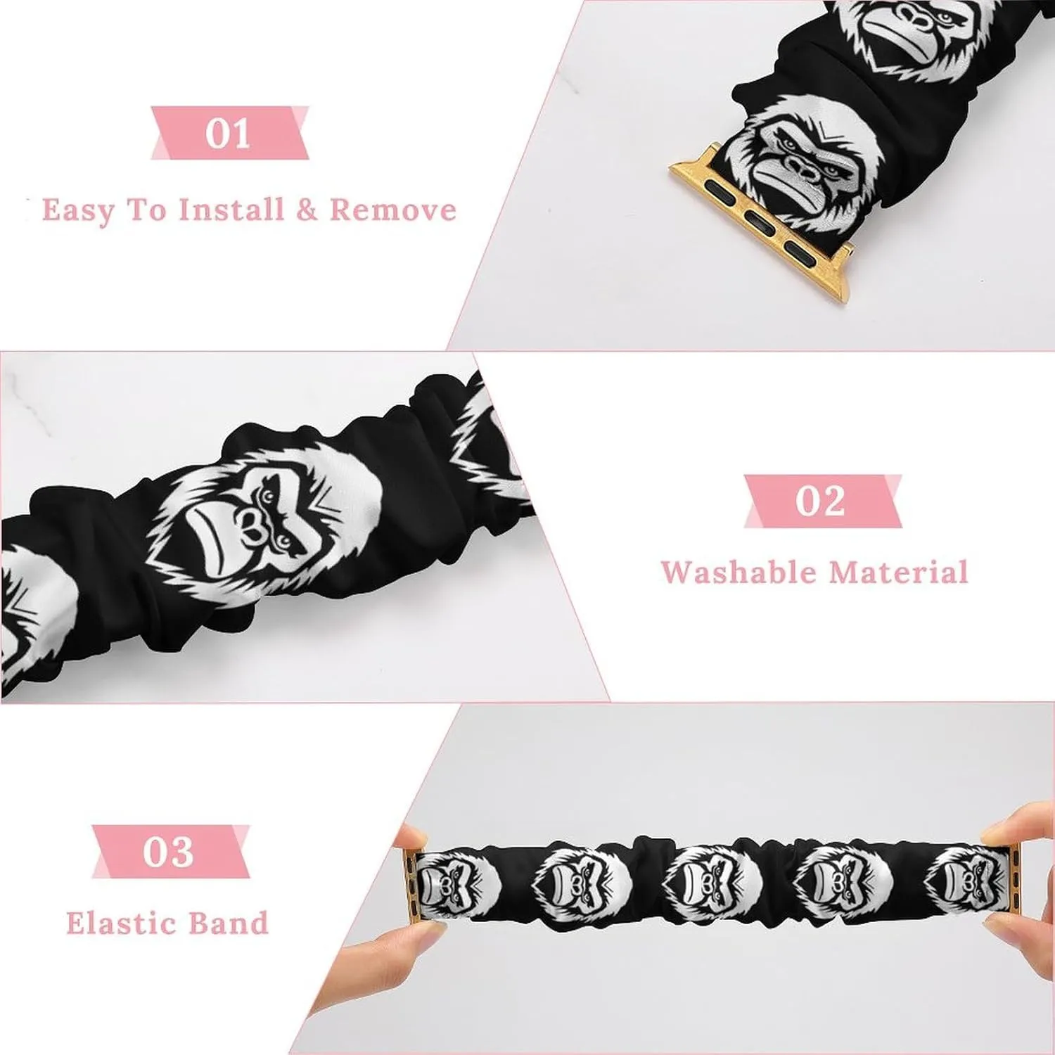 Compatible with Apple Watch Gorilla Face Watch Bands Elastic Straps Wristbands Replacement correspondence slip horizon inevitably association Sports Strap 