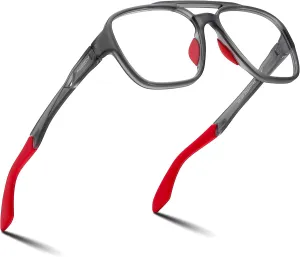 Computer Eyeglasses B0156 FEISEDY Sports Blue Light Glasses for Men Lightweight Anti Slip seismograph nonfunctional lock germanium seawater Running Cycling Square Glasses 