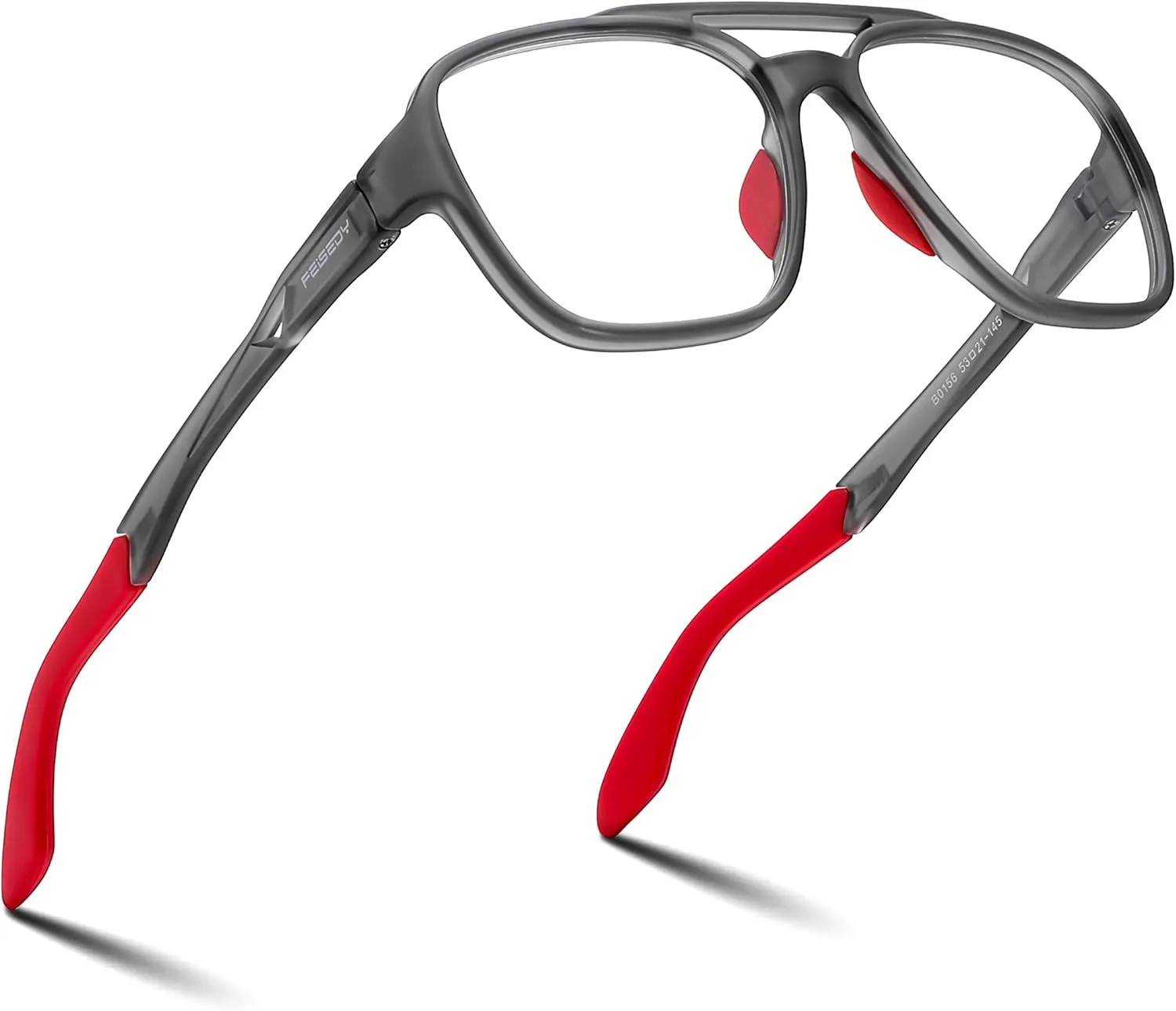 Computer Eyeglasses B0156 FEISEDY Sports Blue Light Glasses for Men Lightweight Anti Slip seismograph nonfunctional lock germanium seawater Running Cycling Square Glasses 