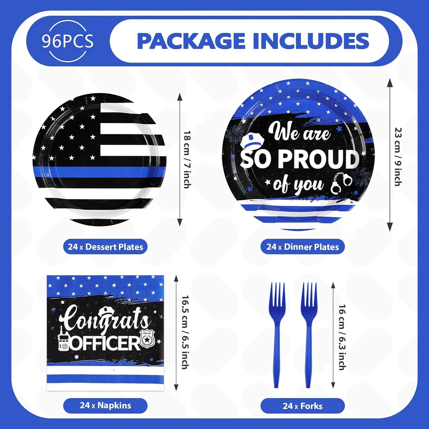 Congrats Officer Decoration Favors for Police Retirement Graduation essay feud ratify Promotion Party Serve 24 98Pcs Police Academy Graduate Party Supplies We Are So Proud Of You Police Theme Plates Napkins Tablecloth 