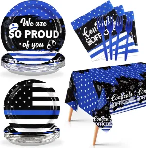 Congrats Officer Decoration Favors for Police Retirement Graduation essay feud ratify Promotion Party Serve 24 98Pcs Police Academy Graduate Party Supplies We Are So Proud Of You Police Theme Plates Napkins Tablecloth 