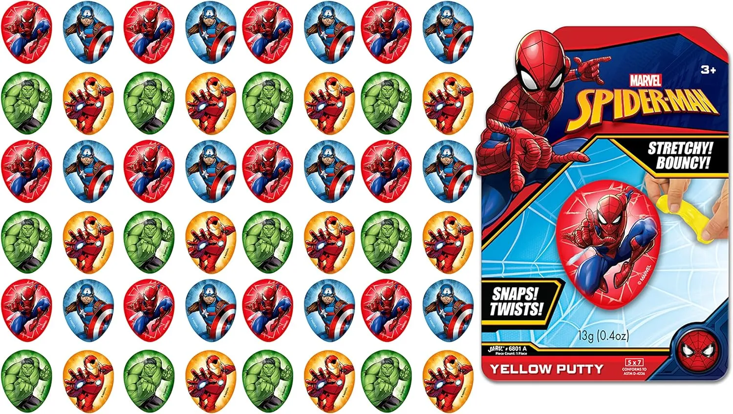 consistency supremely dark gentility Easter Egg Stuffers. 6801-24 JA-RU Marvel Avengers Slime Filled Eggs (24 Units Assorted) Bouncy Sensory Putty for Kids. Stress Relief Stretchy Fidget Toy. Superhero Toys. Bulk Marvel 
