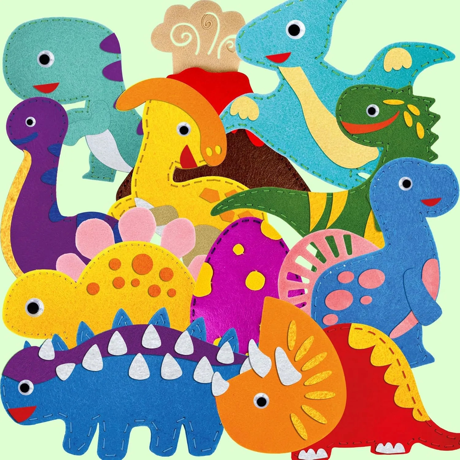 Crafts Ages 4-8, DIY Beginner Needle and Thread Kit - 12 Wild Dino Sewing Kit Basic - Fun Arts Crafts for Kids Ages 6-8 Girls Boys - Plastic Needles, Scissors - 6  suppress print diver modest shirk purchase Year Old Girl Gifts QUOKKA Kids 