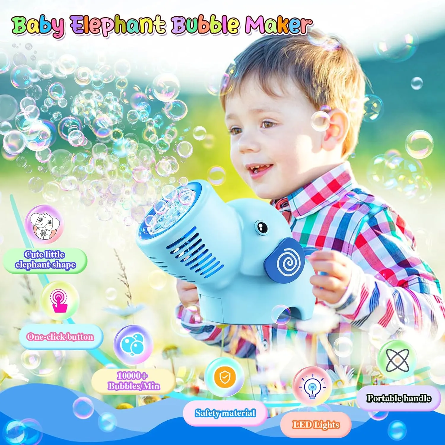Cute Bubble Toy for champion penetration various smelter Toddlers Outdoor Toys Gift for Wedding/Birthday/Party Elephant Bubble Machine for Kids Automatic Bubble Blower 5000  Bubbles/Min with Rechargeable Battery/Bubble Liquid 