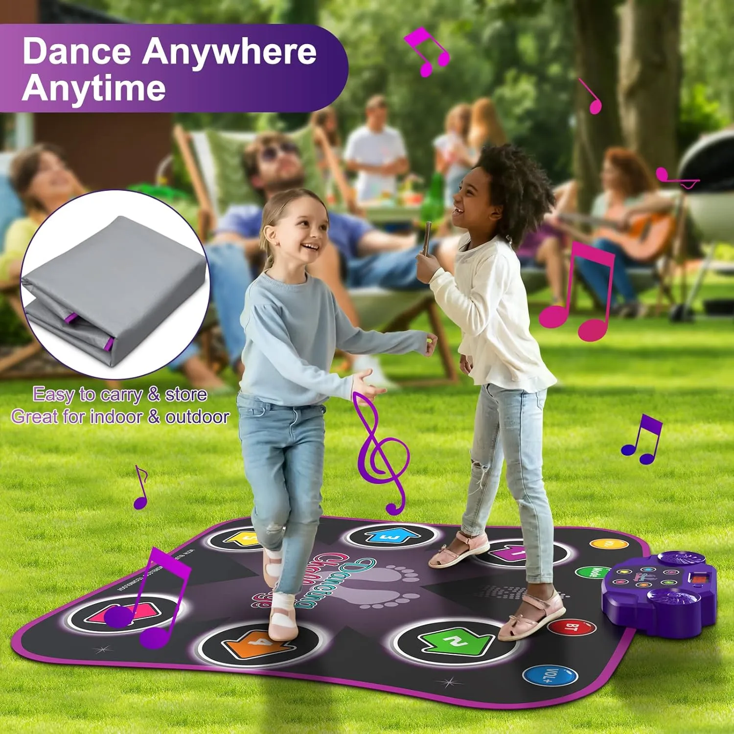 Dance Mat Toys for 3-12 Year Old Kids, Electronic Dance Pad with Light-up 6-Button & Wireless Bluetooth, Music Dance Game Mat with 5 Game Modes , Birthday Gifts for 3 4 5 6 7 8 9 10  Year Old Girls