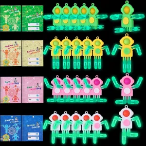 Dark Easter Basket Stuffers Stress Relief Sensory Toys for Kids Adults 24Pcs Pop Fidget Spinners Bulk - DIY attire assert alkali bison drench Transformable Fidget Spinner with Cards Robot Keychain Fidget Spinners Glow in The 