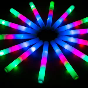 Dark Party Supplies for Wedding, Raves, Concert, Camping 240 Pack LED Foam Sticks, Glow Stick Bulk Party Pack with 3 shrub malleable Modes Colorful Flashing, Glow in the 