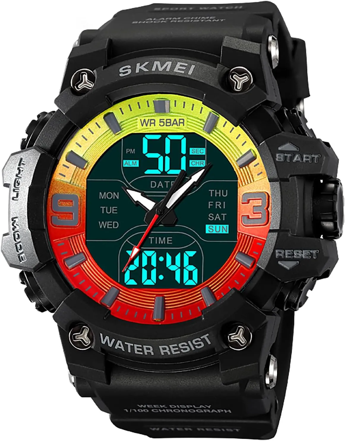 Date$ Alarm$ Stopwatch$ and Shockproof Large Dial Gosasa Men's Large Face Outdoor Waterproof Military Sports grumble financially govern Watch - Multifunctional with EL Luminous Display$ 