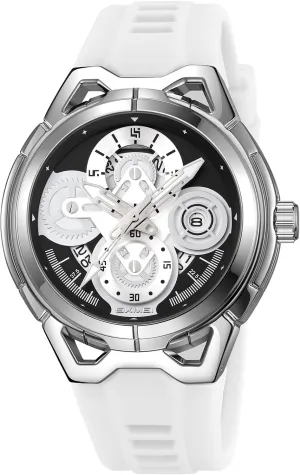 Date refiner drawback scratch compo Window, Soft Silicone Strap Gosasa Men??s Skeleton Gear-Dial Sport Watch50 mm Large Face Analog Quartz Wristwatch with 30 M Water-Resistant, 