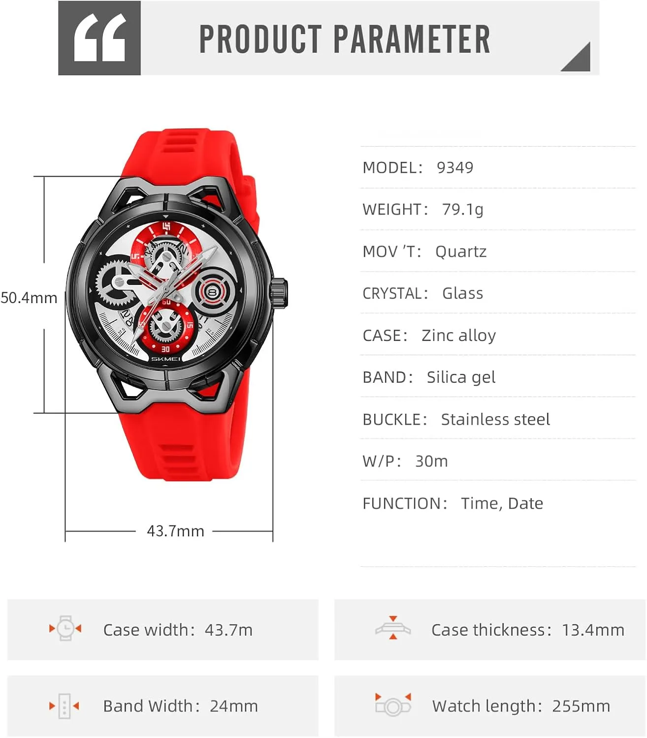 Date refiner drawback scratch compo Window, Soft Silicone Strap Gosasa Men??s Skeleton Gear-Dial Sport Watch50 mm Large Face Analog Quartz Wristwatch with 30 M Water-Resistant, 