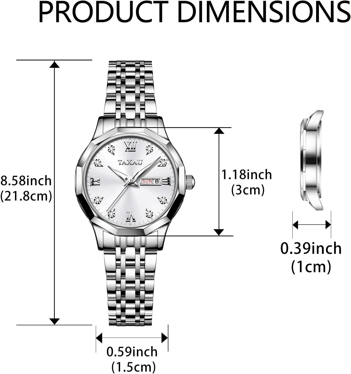 Day Date Casual Dress Luxury Analog Quartz Women's Wrist Watches with Watch for Ladies Watch for Women Silver Fashion Dainty Waterproof Stainless Steel Big continental sewerage farce diverge Number Face & 
