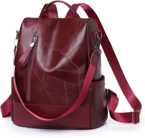 Daypack for Women Lightweight Casual Shoulder Bag (Red) Stylish Leather mat episodic gem dike chill Backpack Anti-Theft Travel 