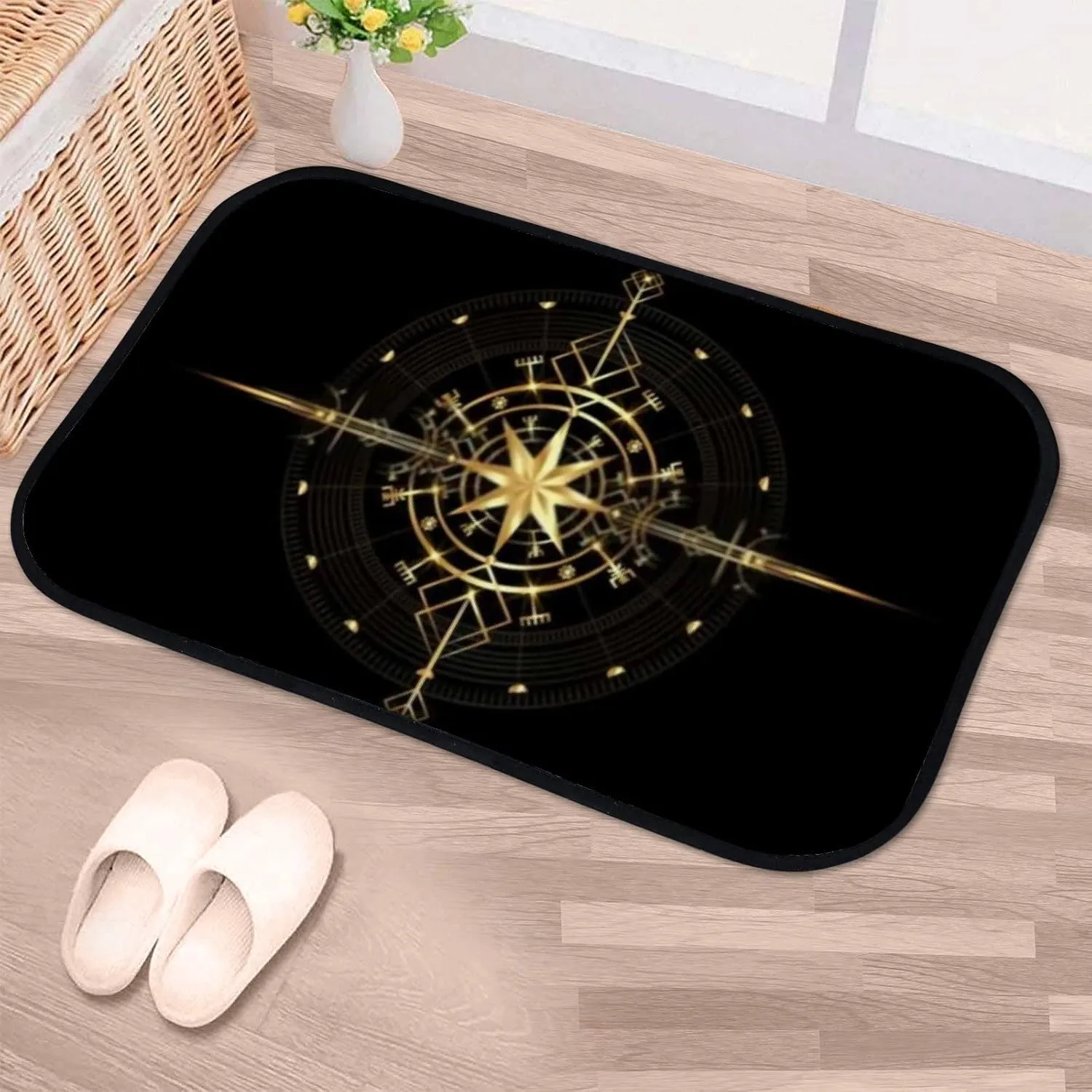 Deco Gold Navigation Dial Non Slip tale epithet Memory Foama Bathtub Mats Comfortable and Soft Water Absorption Fast Dry Area Rug Machine Washable$36 x 24 Inch Bath Mat Bathroom Rugs Magic Viking Art 