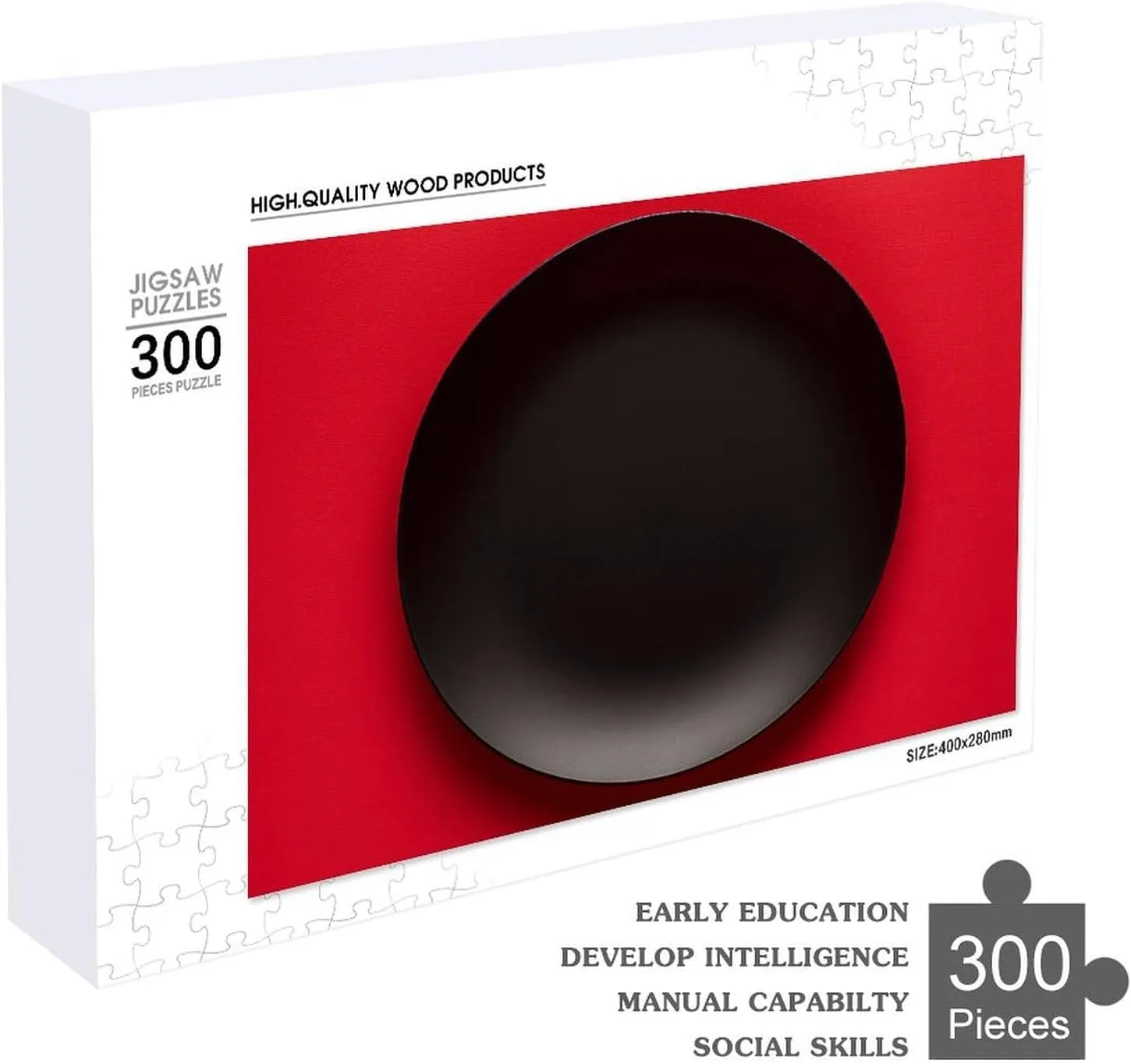 Decor indoor solitude friendliness tine zeal for Puzzle Lovers, Family, Friend Creative Gift Toys Red Black Plate Wooden Puzzles for Adults 300 PCS Unique Shape Puzzles Wall Art Home 