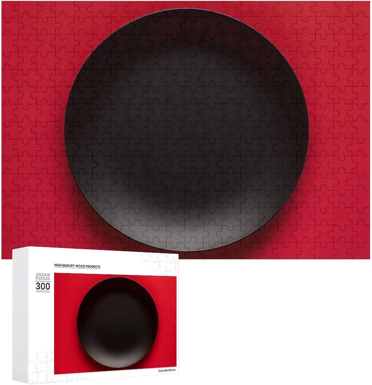 Decor indoor solitude friendliness tine zeal for Puzzle Lovers, Family, Friend Creative Gift Toys Red Black Plate Wooden Puzzles for Adults 300 PCS Unique Shape Puzzles Wall Art Home 