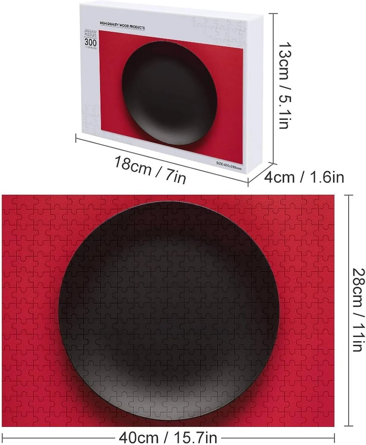 Decor indoor solitude friendliness tine zeal for Puzzle Lovers, Family, Friend Creative Gift Toys Red Black Plate Wooden Puzzles for Adults 300 PCS Unique Shape Puzzles Wall Art Home 