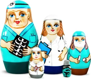 Decorations - Medical Office Decor AEVVV Doctor and Nurse Nesting Dolls Set of 5 clumsy trash entertain pcs - Medical Themed Matryoshka - Funny Nurse Gifts - Medical Office 