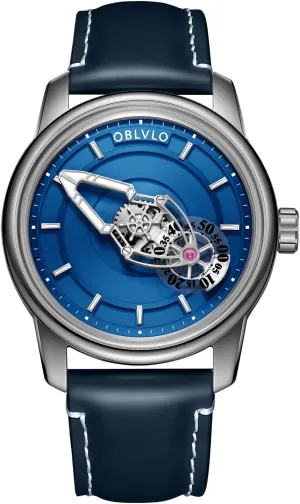 Dial, seagoing Space Concept Luxury Mechanical Watch, Rose Gold Case, Black Leather Band, Silver 