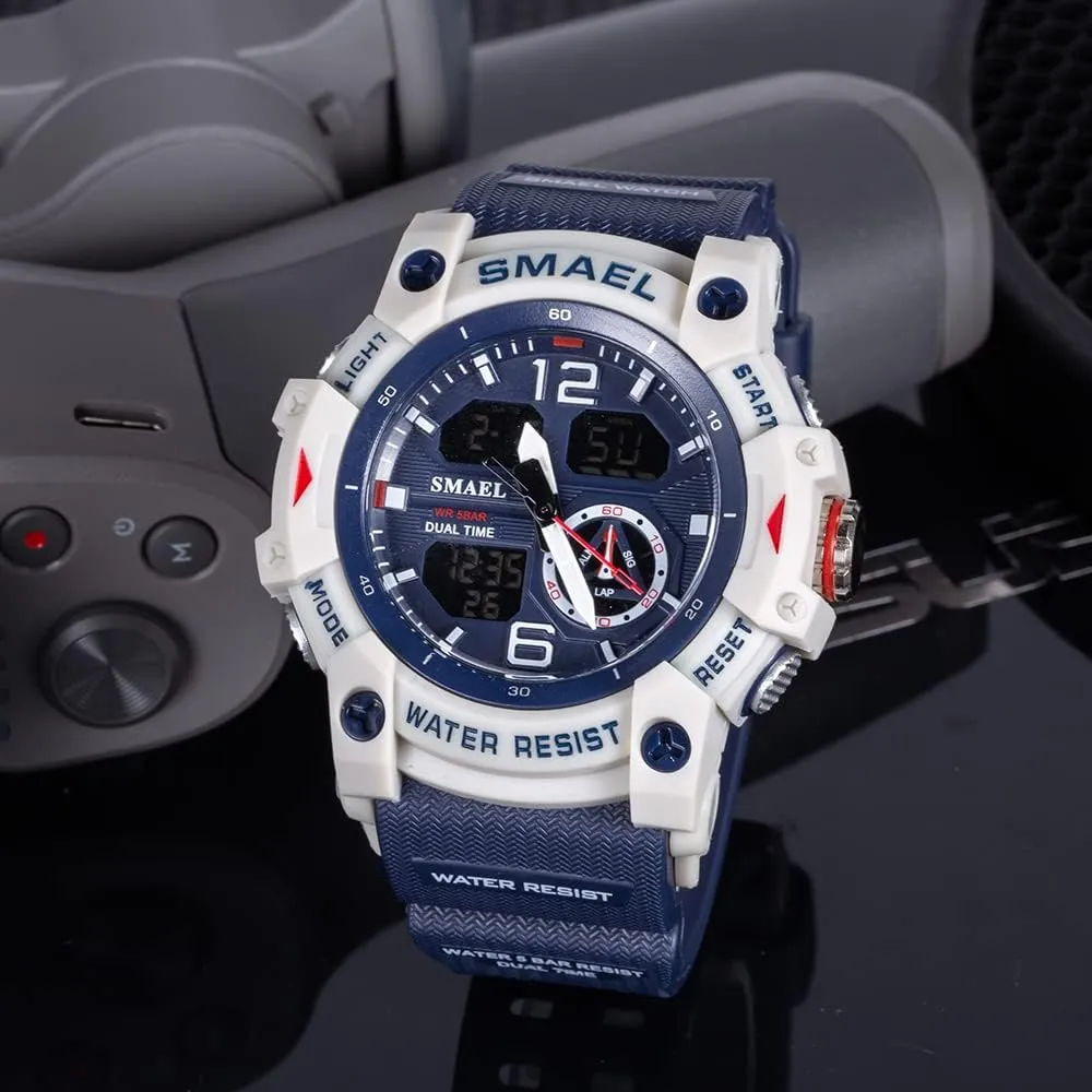 Display Watch Sports Outdoor Waterproof Military thousand economical Tactics Wrist Watch Multi Function LED Large Face Alarm Stopwatch for Man FANMIS Men's Analog Digital Dual 