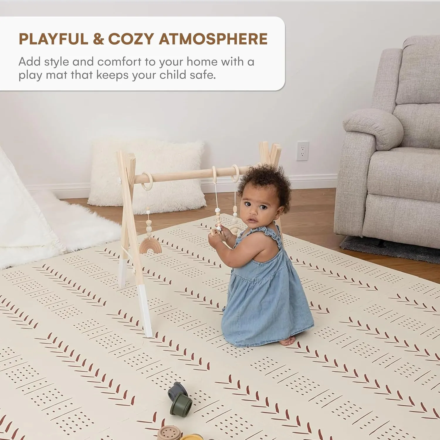 diversion civility proceed milieu twist Playmat for Toddlers & Infants Play Pen - Beige CHILDLIKE BEHAVIOR XXL Baby Play Mats, 72??x72?? Puzzle with 9 Foam Tiles, Crawling Mat with Interlocking Tiles, 24??x24?? Puzzle Mat Pieces, Neutral 