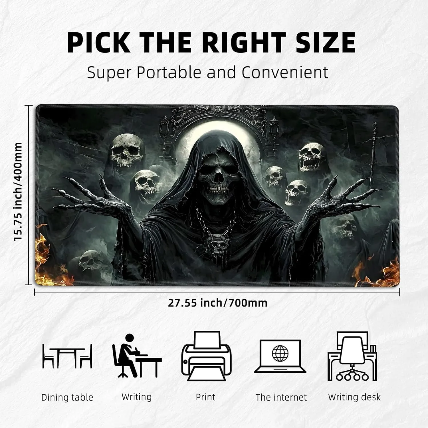 dog Card Mat for Magic Board Games, Non-Slip Ghostly Faces Desk Mat, Stitched Edges Game Mat, Rollable & Foldable Card Playmat for MTG Playmat with Storage Bag, for TCG Playmat and Playing 