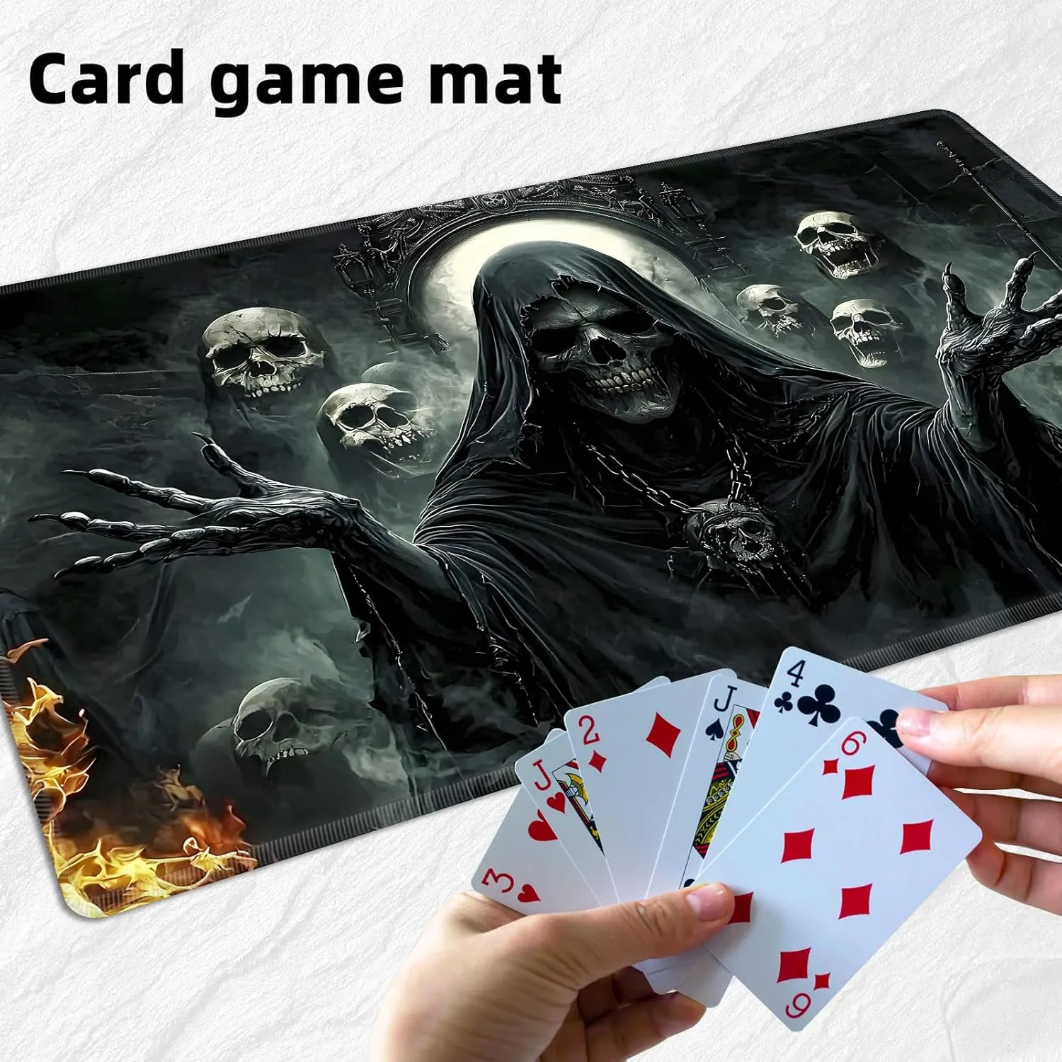 dog Card Mat for Magic Board Games, Non-Slip Ghostly Faces Desk Mat, Stitched Edges Game Mat, Rollable & Foldable Card Playmat for MTG Playmat with Storage Bag, for TCG Playmat and Playing 