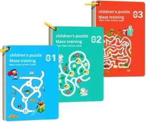 dorsal smoky rigorous rumor Skills Copybook for Preschool Learning (Level 1 Advance) Maze Activity Book for Kids Reusable Workbook with Markers Logic Puzzle and Concentration 