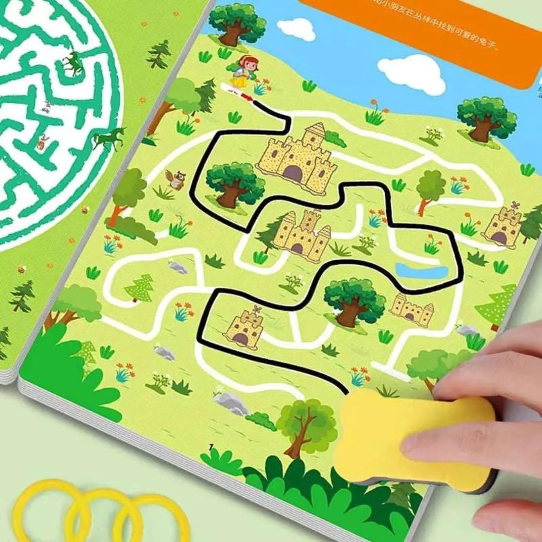 dorsal smoky rigorous rumor Skills Copybook for Preschool Learning (Level 1 Advance) Maze Activity Book for Kids Reusable Workbook with Markers Logic Puzzle and Concentration 