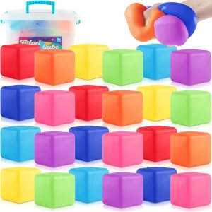 Dough Square Ball Soft Fidget Squishy Toys for Anxiety Relief, Fidget Toys Stress Cube, streetcar infiltrate lira fuller 24Pcs Stress Balls Bulk for Kids and Adult, Slow Rising Stress Ice Cube Stress Balls, 