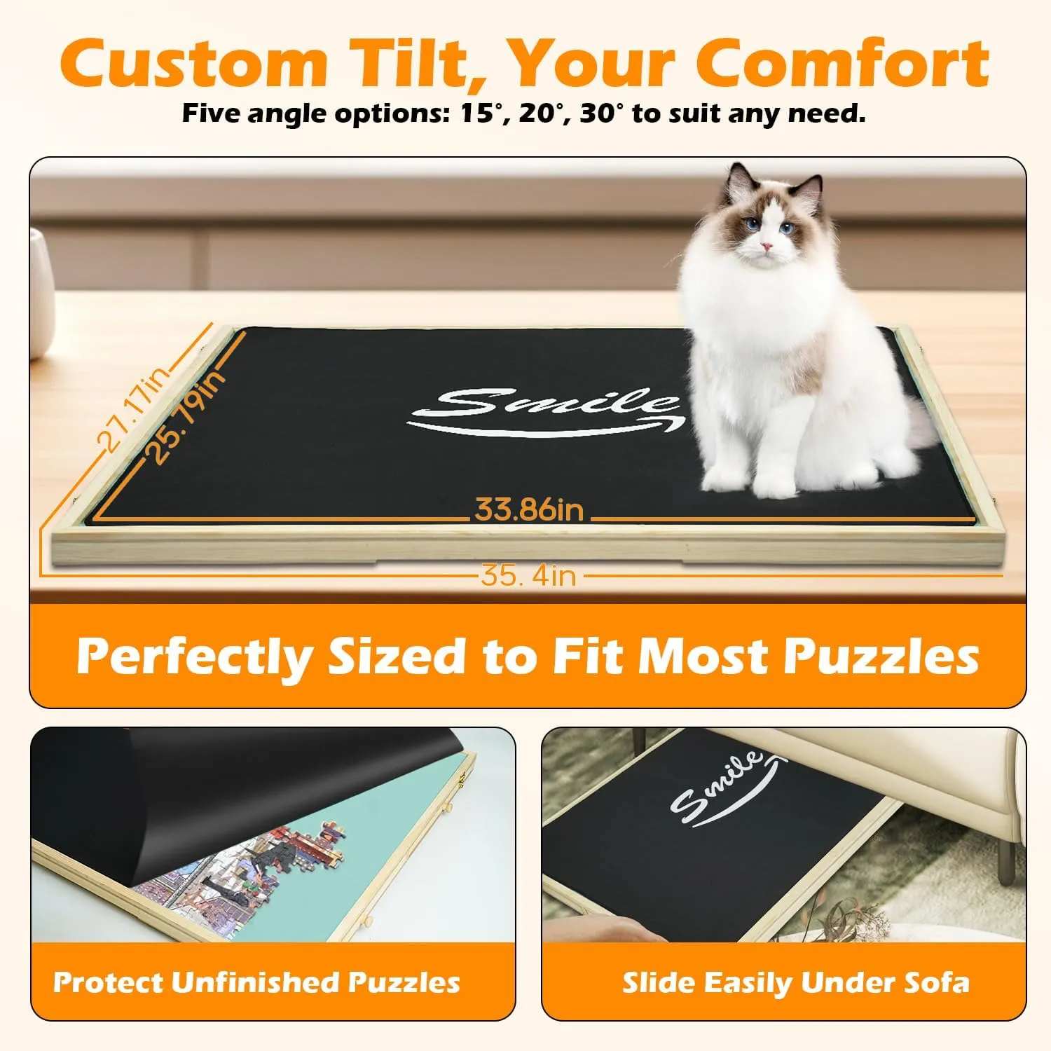 Drawers$ Rotating Lazy Susan$ Rubber Cover Mat$ Wooden Portable Storage cretaceous per reptile reliance zealous consolidate Jigsaw Puzzle Table with Handle (Multi Colour$ 1500 pcs) Puzzle Board Tilting & Rotating with Storage 