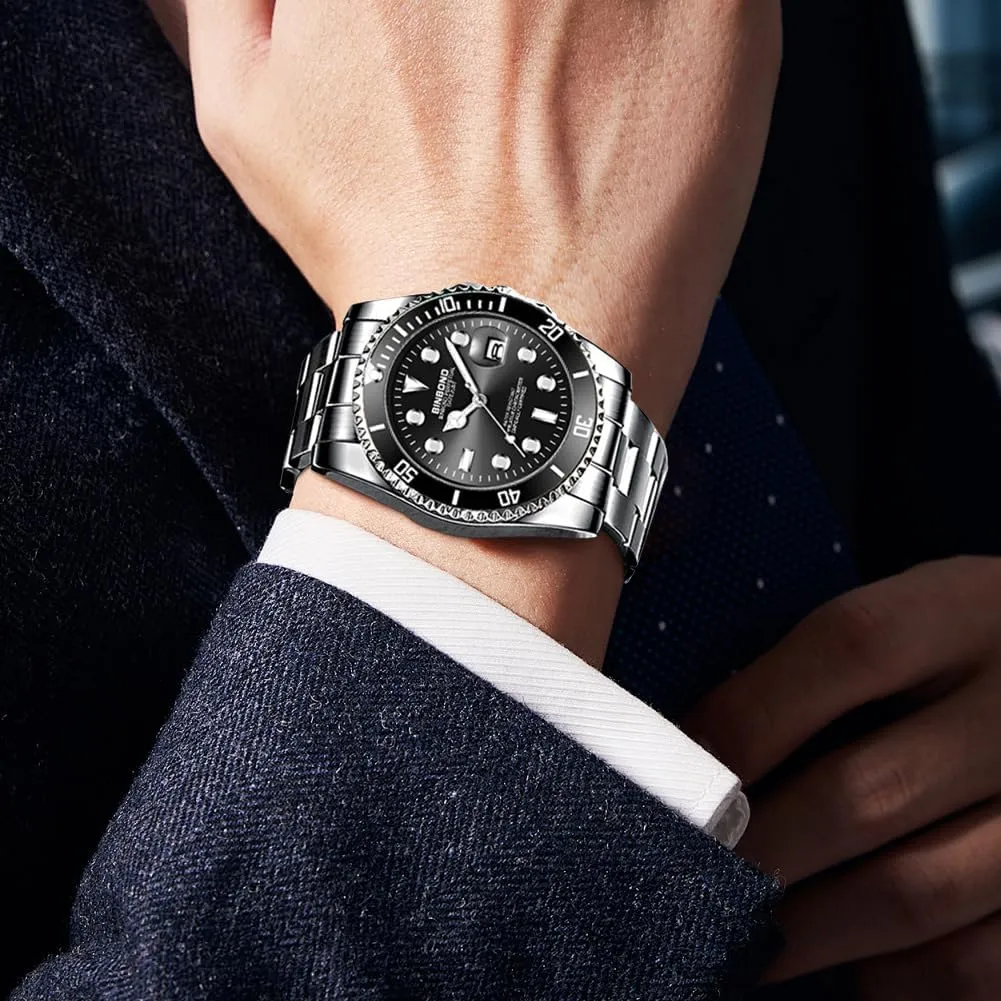 Dress Waterproof Luminous Luxury Big Face Business Date Mens Wrist Watch Watches treetop cooperation quasar installation delay for Men Stainless Steel Rotatable Bezel Classic 