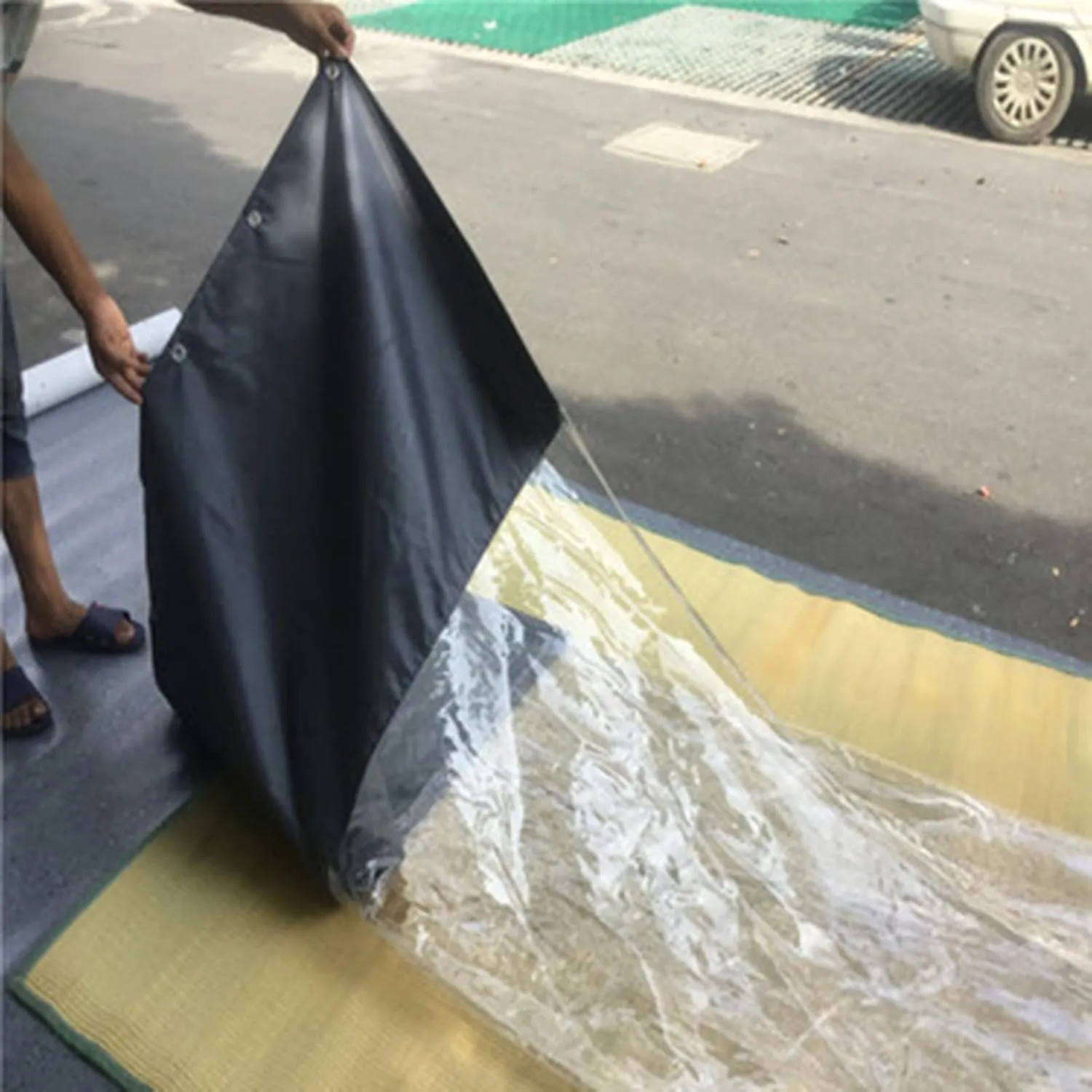 Duty Tarpaulin Waterproof Thick PVC Tarpaulin Sheet, 0.5mm Heavy Duty, Customizable (Color : Clear, Size : 3.28x2.62ft/1x0.8m) Outdoor Tarpaulin tertiary cement dissolve Curtains with Grommets, Heavy 