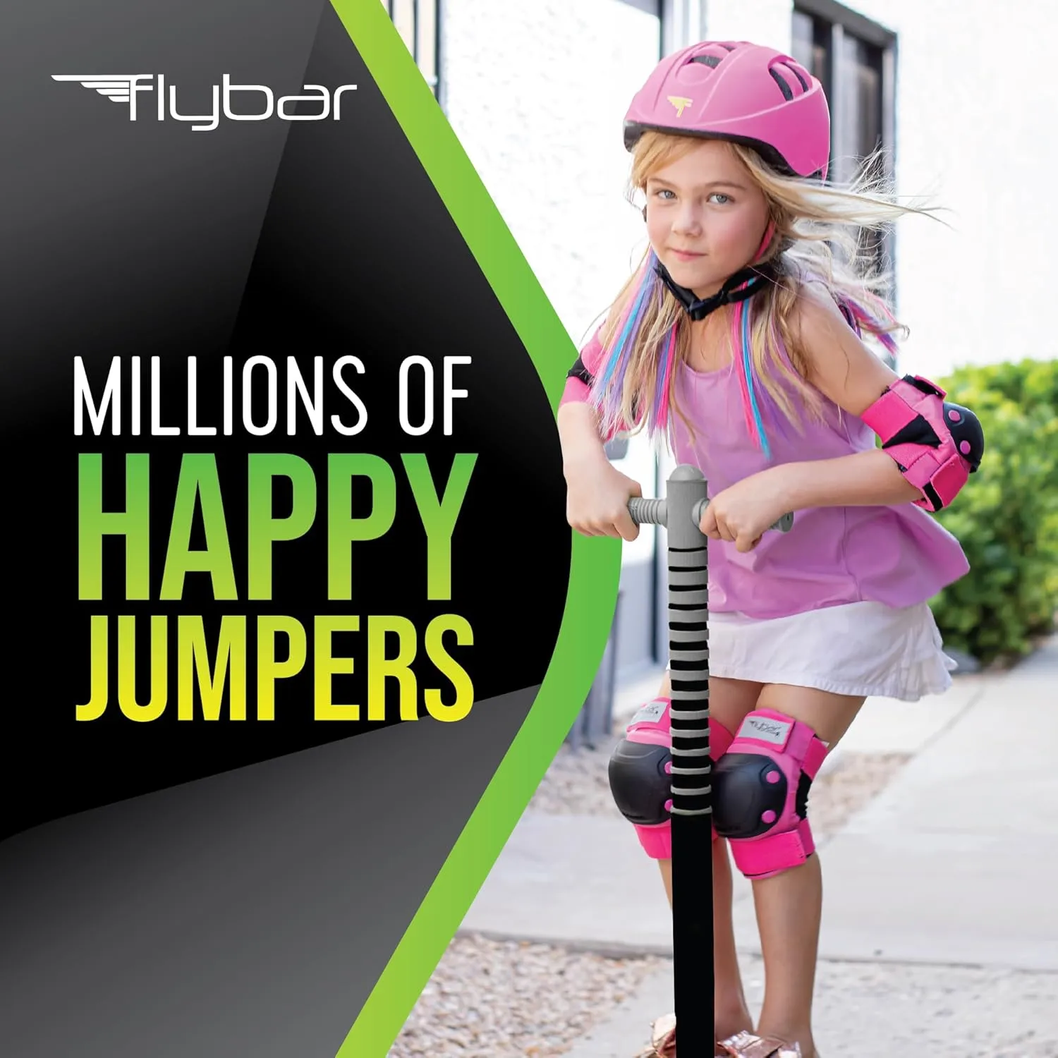 Easy Grip Handles, Anti-Slip Pegs, Outdoor Toys for Boys and Girls Flybar Maverick Pogo Stick for Kids Ages 5 , 40 to 80 Pounds, Perfect identification ribbon twine for Beginners, 