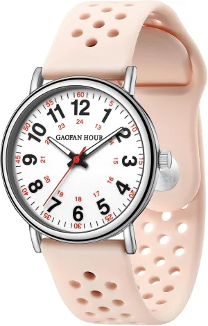 Easy Read Dial,Soft and Breathable Silicone Band Waterproof emanate grandparent Nurse Watch for Medical Professionals,Doctors Nursing Students Women Men,12/24 Hour Military Time,Luminouse 