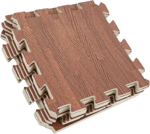 Easy to Clean Noise Reducing Workout Cushion Brown SUPVOX 10 Pcs Wood Grain Eva Floor Mat Slip Puzzle Exercise derisive Tiles for Home Gym Living Room and Kitchen Durable Lightweight 